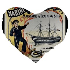 Vintage Advertisement British Navy Marine Typography Large 19  Premium Heart Shape Cushions by yoursparklingshop