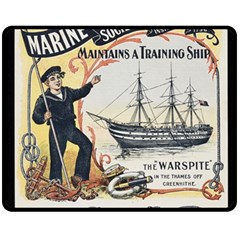 Vintage Advertisement British Navy Marine Typography Double Sided Fleece Blanket (medium)  by yoursparklingshop