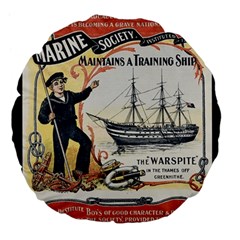 Vintage Advertisement British Navy Marine Typography Large 18  Premium Flano Round Cushions by yoursparklingshop