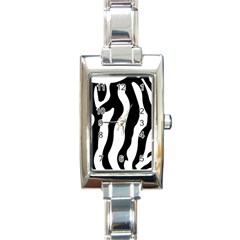 Zebra Horse Skin Pattern Black And White Rectangle Italian Charm Watch