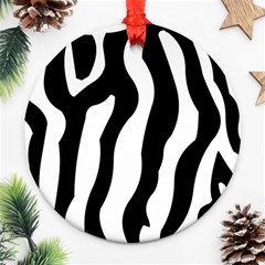 Zebra Horse Skin Pattern Black And White Ornament (round) 