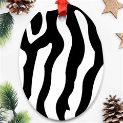 Zebra Horse Skin Pattern Black And White Ornament (oval) 