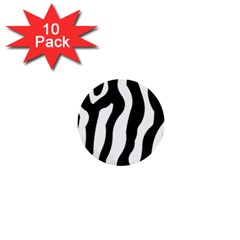 Zebra Horse Skin Pattern Black And White 1  Mini Buttons (10 Pack)  by picsaspassion