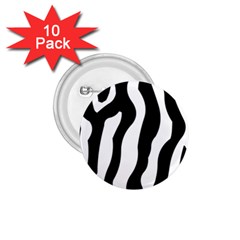 Zebra Horse Skin Pattern Black And White 1 75  Buttons (10 Pack) by picsaspassion