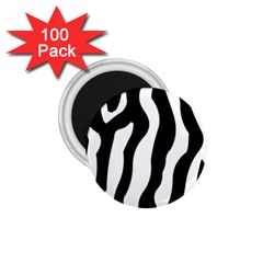 Zebra Horse Skin Pattern Black And White 1 75  Magnets (100 Pack) 