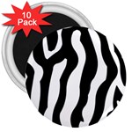 Zebra horse skin pattern black and white 3  Magnets (10 pack)  Front