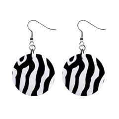 Zebra Horse Skin Pattern Black And White Mini Button Earrings