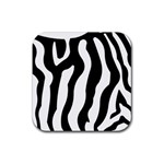 Zebra horse skin pattern black and white Rubber Coaster (Square)  Front