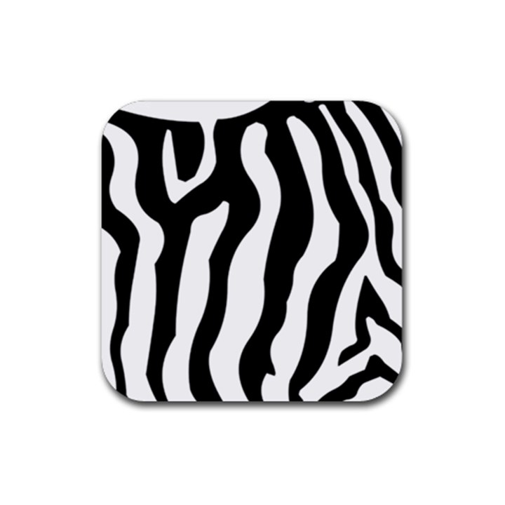 Zebra horse skin pattern black and white Rubber Coaster (Square) 