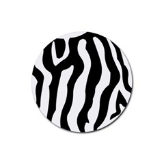 Zebra Horse Skin Pattern Black And White Rubber Coaster (round) 