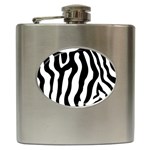 Zebra horse skin pattern black and white Hip Flask (6 oz) Front