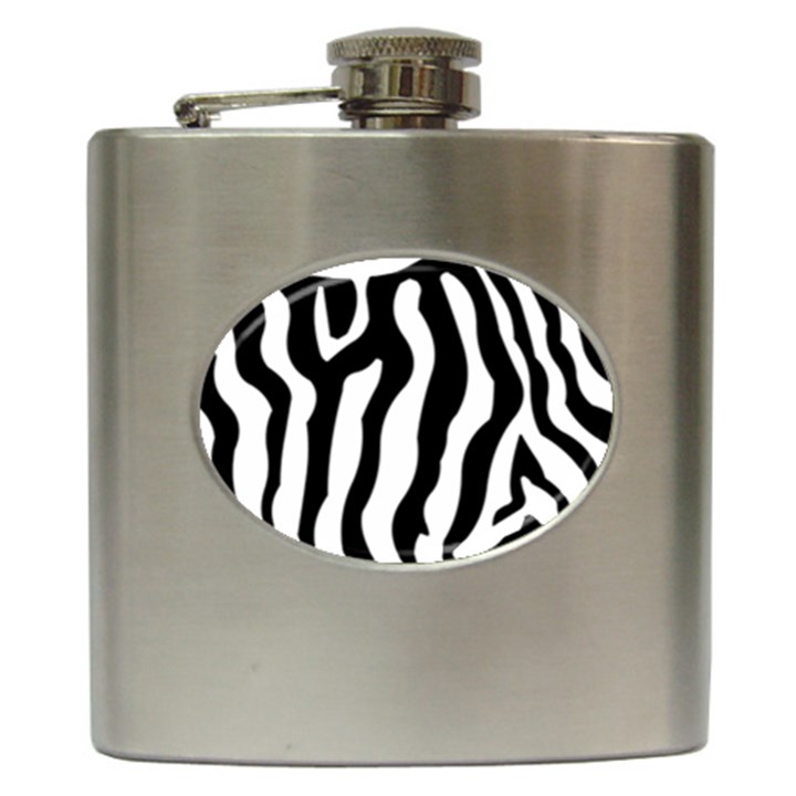 Zebra horse skin pattern black and white Hip Flask (6 oz)