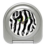 Zebra horse skin pattern black and white Travel Alarm Clocks Front