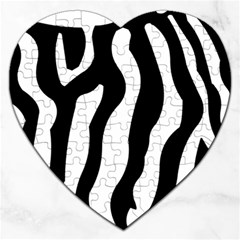 Zebra Horse Skin Pattern Black And White Jigsaw Puzzle (heart)