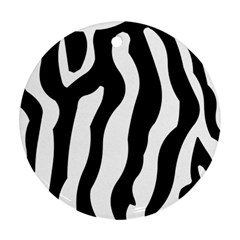 Zebra Horse Skin Pattern Black And White Round Ornament (two Sides) 