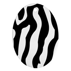 Zebra Horse Skin Pattern Black And White Oval Ornament (two Sides)