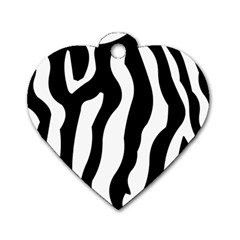 Zebra Horse Skin Pattern Black And White Dog Tag Heart (one Side)