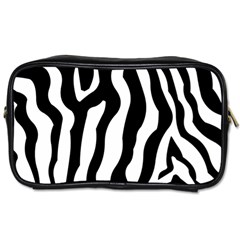 Zebra Horse Skin Pattern Black And White Toiletries Bags by picsaspassion