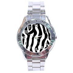 Zebra Horse Skin Pattern Black And White Stainless Steel Analogue Watch