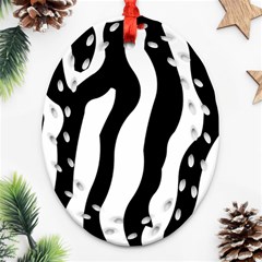 Zebra Horse Skin Pattern Black And White Oval Filigree Ornament (2-side) 