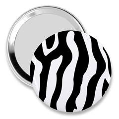 Zebra Horse Skin Pattern Black And White 3  Handbag Mirrors