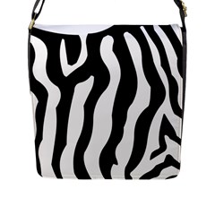 Zebra Horse Skin Pattern Black And White Flap Messenger Bag (l)  by picsaspassion