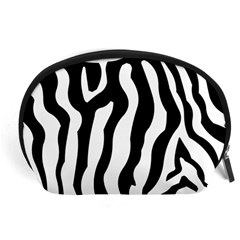 Zebra Horse Skin Pattern Black And White Accessory Pouches (large) 