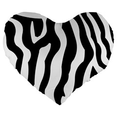 Zebra Horse Skin Pattern Black And White Large 19  Premium Flano Heart Shape Cushions by picsaspassion