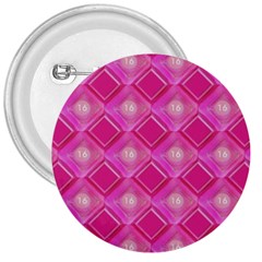 Pink Sweet Number 16 Diamonds Geometric Pattern 3  Buttons by yoursparklingshop