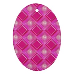 Pink Sweet Number 16 Diamonds Geometric Pattern Ornament (oval)  by yoursparklingshop