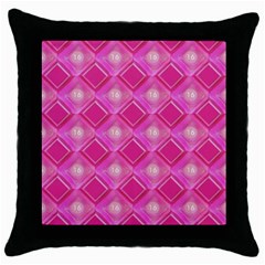 Pink Sweet Number 16 Diamonds Geometric Pattern Throw Pillow Case (black) by yoursparklingshop