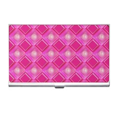 Pink Sweet Number 16 Diamonds Geometric Pattern Business Card Holders