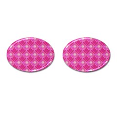 Pink Sweet Number 16 Diamonds Geometric Pattern Cufflinks (oval) by yoursparklingshop