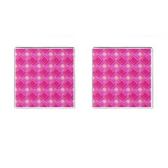 Pink Sweet Number 16 Diamonds Geometric Pattern Cufflinks (square) by yoursparklingshop