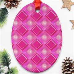 Pink Sweet Number 16 Diamonds Geometric Pattern Oval Ornament (two Sides)