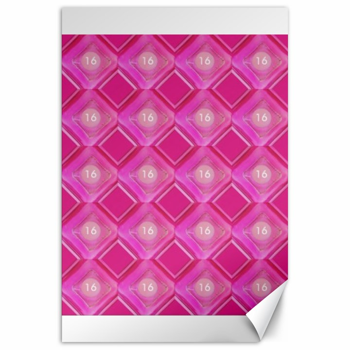 Pink Sweet Number 16 Diamonds Geometric Pattern Canvas 20  x 30  