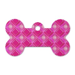 Pink Sweet Number 16 Diamonds Geometric Pattern Dog Tag Bone (one Side) by yoursparklingshop