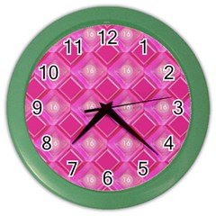 Pink Sweet Number 16 Diamonds Geometric Pattern Color Wall Clocks