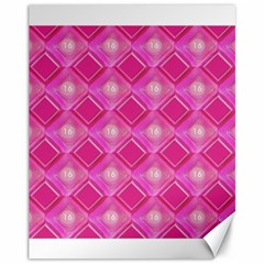 Pink Sweet Number 16 Diamonds Geometric Pattern Canvas 11  X 14   by yoursparklingshop