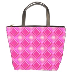 Pink Sweet Number 16 Diamonds Geometric Pattern Bucket Bags