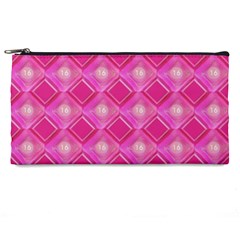 Pink Sweet Number 16 Diamonds Geometric Pattern Pencil Cases