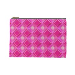 Pink Sweet Number 16 Diamonds Geometric Pattern Cosmetic Bag (large)  by yoursparklingshop