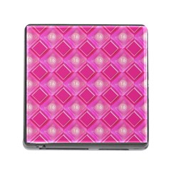 Pink Sweet Number 16 Diamonds Geometric Pattern Memory Card Reader (square) by yoursparklingshop