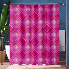 Pink Sweet Number 16 Diamonds Geometric Pattern Shower Curtain 60  X 72  (medium)  by yoursparklingshop