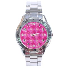 Pink Sweet Number 16 Diamonds Geometric Pattern Stainless Steel Analogue Watch by yoursparklingshop