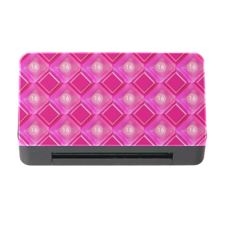 Pink Sweet Number 16 Diamonds Geometric Pattern Memory Card Reader with CF