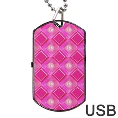 Pink Sweet Number 16 Diamonds Geometric Pattern Dog Tag Usb Flash (two Sides)  by yoursparklingshop