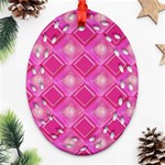 Pink Sweet Number 16 Diamonds Geometric Pattern Ornament (Oval Filigree)  Front