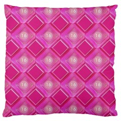 Pink Sweet Number 16 Diamonds Geometric Pattern Large Cushion Case (two Sides) by yoursparklingshop