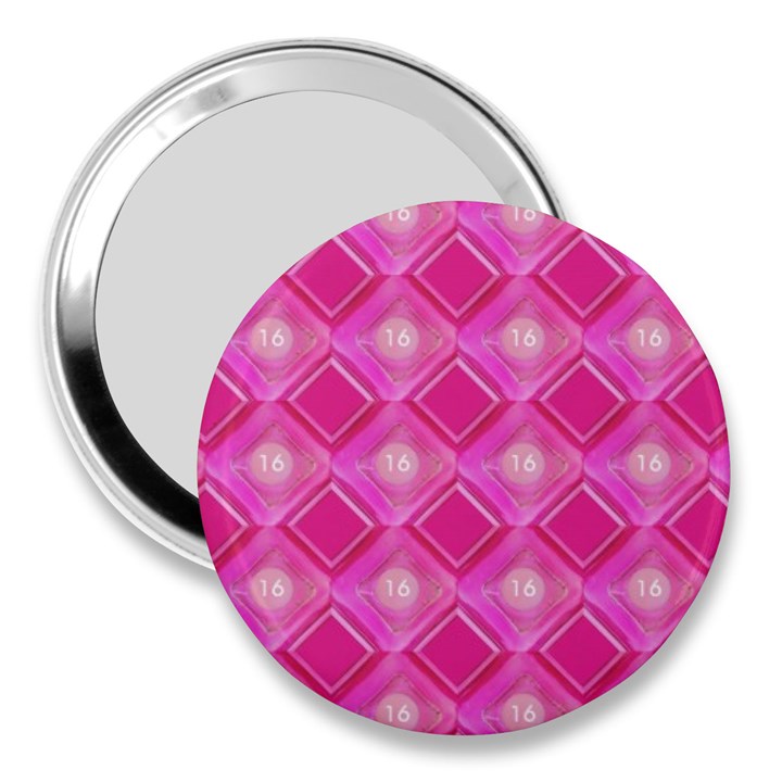 Pink Sweet Number 16 Diamonds Geometric Pattern 3  Handbag Mirrors